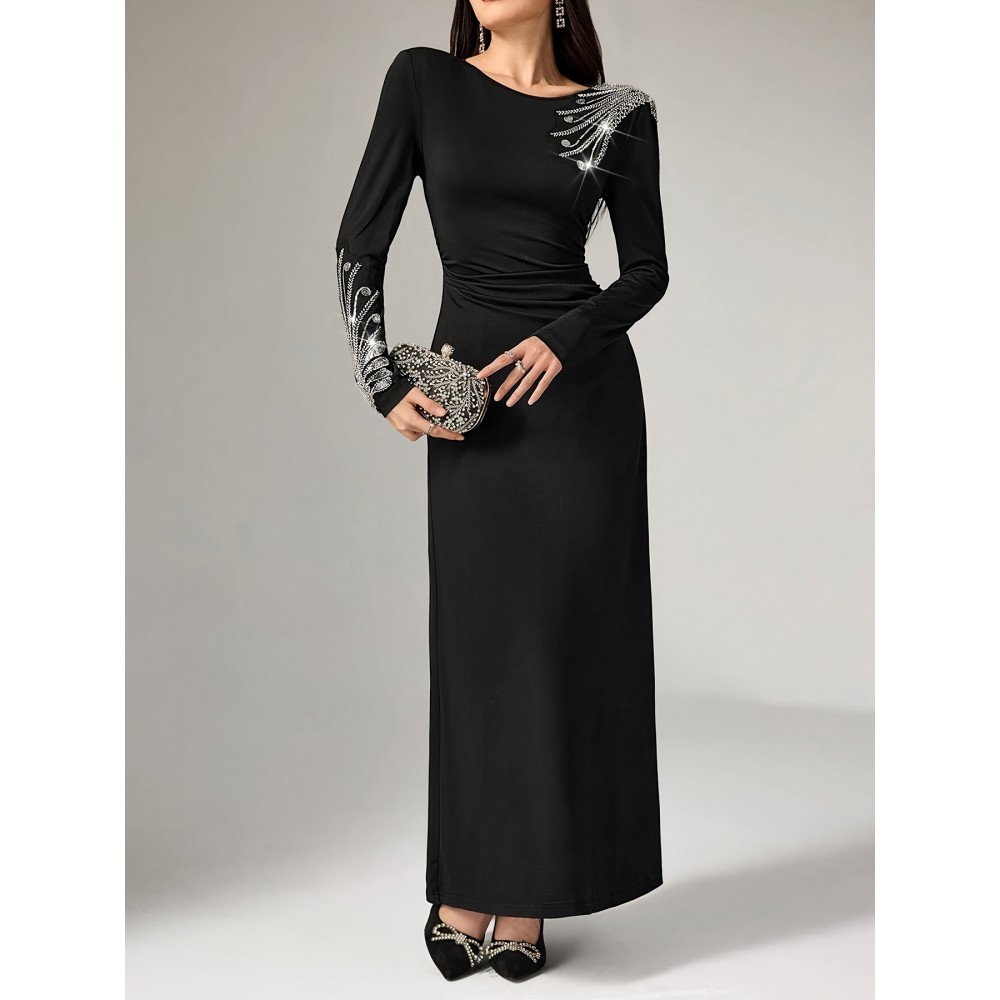 Women's Elegant Long Formal dress - Long Sleeve Party, Wedding, Prom Evening Gown - Machine Washable Formal Attire - Elegant Evening Outfit for Women, Special Occasion, Sophisticated Design, Comfortable Fit, Stylish Apparel, Bridesmaid Attire