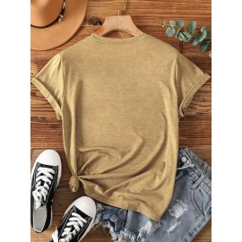 [Graphic Print Tee] Soft Stretch Women's Casual Short Sleeve T-Shirt with 