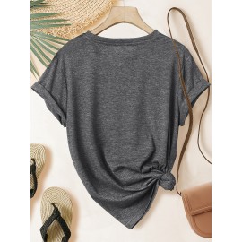 [Graphic Print Tee] Soft Stretch Women's Casual Short Sleeve T-Shirt with 