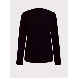 Plus Size - Women'S Oversized Calvin Graphic Print Long Sleeve T-Shirt - Casual Crew Neck, Golden Lettering on Black, Perfect for Spring & Fall, Comfortable Fit, Casual Wear Tee | Oversized Tshirt | Comfortable Fit