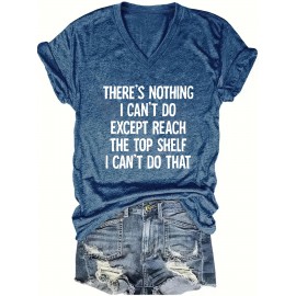 Plus Size, Women's Funny Saying V-Neck T-Shirt - Turquoise Tee with Bold Black Lettering - Lightweight Everyday Casual Top - Machine Washable Funny Outfit Essential