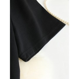 Plus Size - Women'S Plus Size Halloween T-Shirt - Casual Crew Neck Short Sleeve with Jack-O'-Lantern Print, Black, 1-8XL, All-Season Comfort, Halloween Clothing | Halloween Apparel | Stretchable Fabric