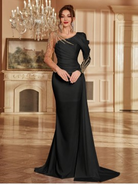 Women's Formal Evening gown - V-Neck Long Formal dress with Zipper back, Elegant Mermaid Party, Wedding, State Gala - Machine Washable Formal Attire in Bright Pink