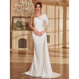 Women's Formal Evening gown - V-Neck Long Formal dress with Zipper back, Elegant Mermaid Party, Wedding, State Gala - Machine Washable Formal Attire in Bright Pink